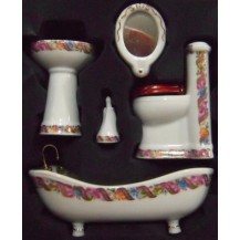 BAÑO CON CENEFA DE FLORES Y ORO
