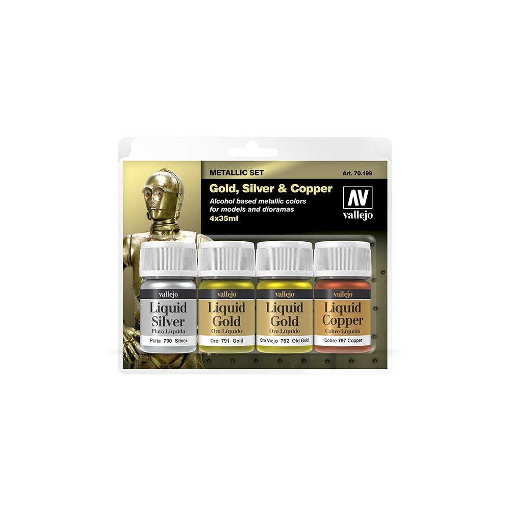 SET METALICOS: ORO, ORO VIEJO, LATA Y COBRE, 35 ML