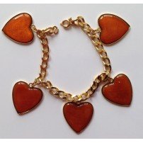 PULSERA DE CORAZONES, 5 ESMALTES  (16 CM)