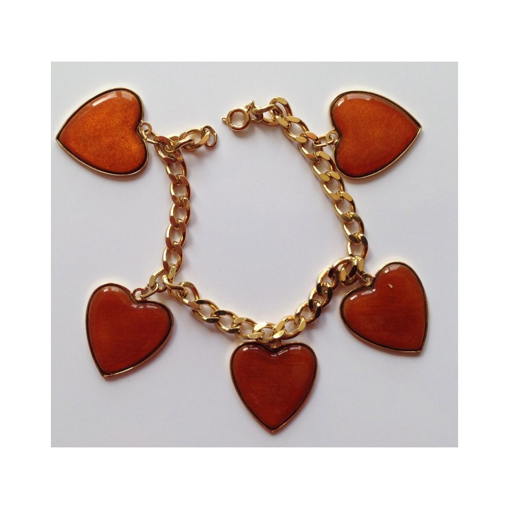 PULSERA DE CORAZONES, 5 ESMALTES  (16 CM)