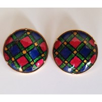 PENDIENTES REDONDOS ESCOCESES   (DIAM. 2,5 CM)