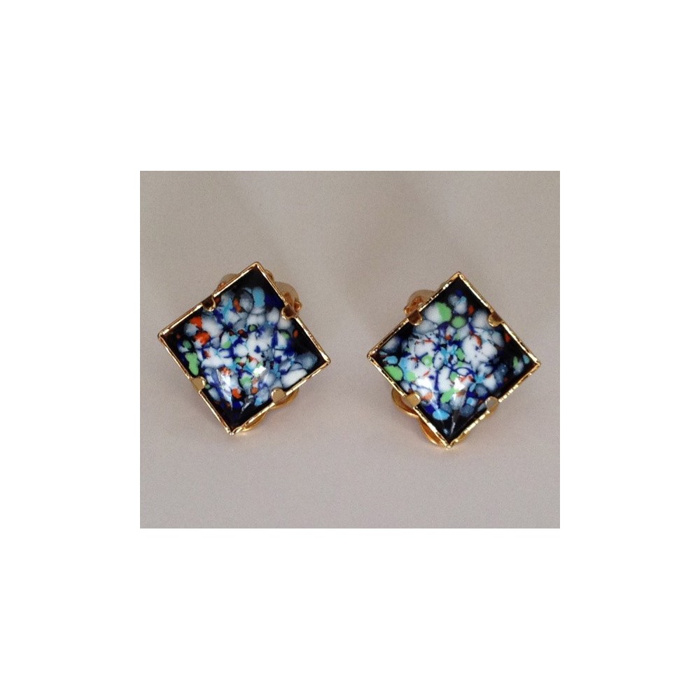 PENDIENTES CUADRADOS DE LLUVIA DE COLORES  (1,2X1,2 CM)