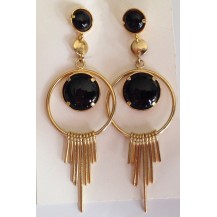 PENDIENTES ANTIGUOS CONCENTRICOS, 2 ESMALTES  (6,5 CM)