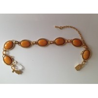 PULSERA OVAL COLOR CARAMELO, 7 ESMALTES  (20 CM)