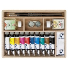GOGH, CAJA DE OLEO BASIC CON BOTES DE 40 ML + AUXILIARES + ACCESORIOS