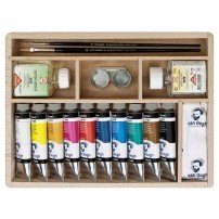 GOGH, CAJA DE OLEO BASIC CON BOTES DE 40 ML + AUXILIARES + ACCESORIOS