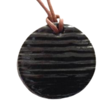 MEDALLON REDONDO REGRO RAYADO  (DIAM. 4,3 CM)
