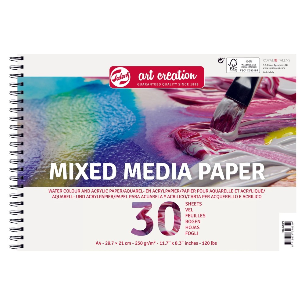 A4, TAC  MEDIA PAPEL TECNICAS MIXTAS 250 GR, 30 HOJAS