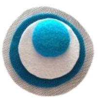 BROCHE CIRCULO AZUL, BLANCO Y TUL  (DIA. 8 CM)