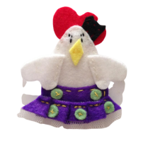 BROCHE DE POLLITO CON FALDA LILA  (7,5X9 CM)