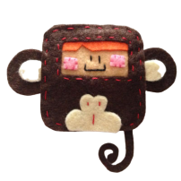 BROCHE MONO MARRON  (10X8,5 CM)