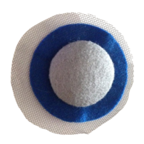 BROCHE CIRCULO AZUL, BLANCO Y TUL  (DIAM. 7,5 CM)