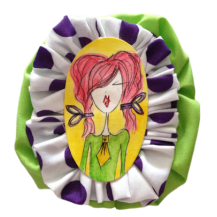 BROCHE LUNARES LILAS Y CHICA  (9,1X10 CM)