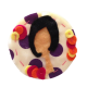BROCHE CON CHICA DE MELENA CORTA  (DIAM. 7 CM)