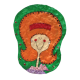 BROCHE CHICA CON MELENA NARANJA  (7X9,5 CM)