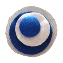 BROCHE CIRCULO AZUL Y TUL  (DIAM. 7,5 CM)