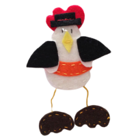 BROCHE POLLITO CON CINTURON NARANJA  (8,3X12,7 CM)