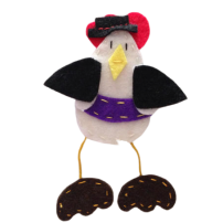 BROCHE POLLITO CON CINTURON PURPURA  (8,5X12,5 CM)