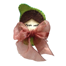 BROCHE MUÑECA CON LAZO MARRON  (7,3X0,3 CM)