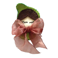 BROCHE MUÑECA CON LAZO MARRON  (7,3X0,3 CM)