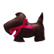 BROCHE PERRO MARRON CON LAZO  (9,5X7 CM)