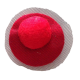 BROCHE CIRCULO ROJO Y TUL  (DIAM.5,7 CM)