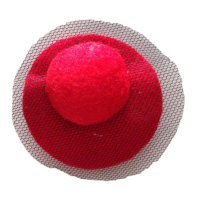 BROCHE CIRCULO ROJO Y TUL  (DIAM.5,7 CM)