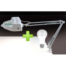 FLEXO LAMPARA CON LUPA DE TRES AUMENTOS + BOMBILLA DE LEDS