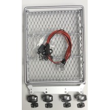 PORTAEQUIPAJES DE METAL CROMADO CON 4 LUCES LEDS BLANCAS PARA COCHES 1/10-1/8 (CRAWLER)